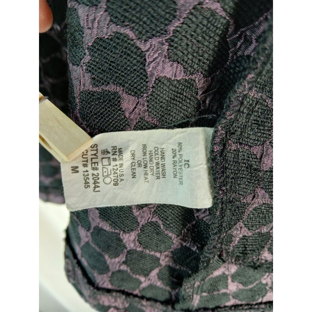 IC by Connie K Purple Black Op Art Swing Lux Jacket Size M Metal Buckle Trim - Picture 16 of 16